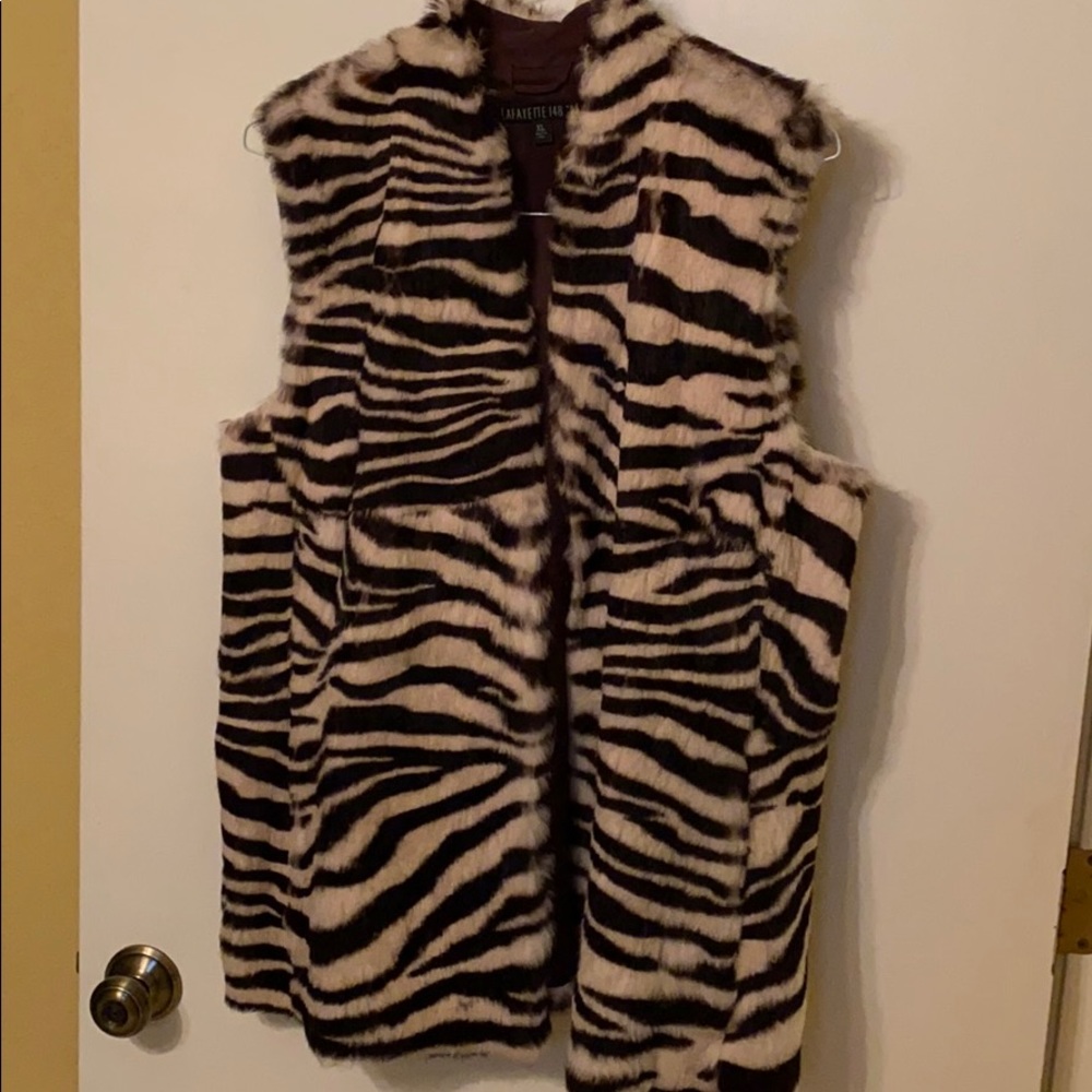 Lafayette 148 XL Rabbit Fur Print Vest